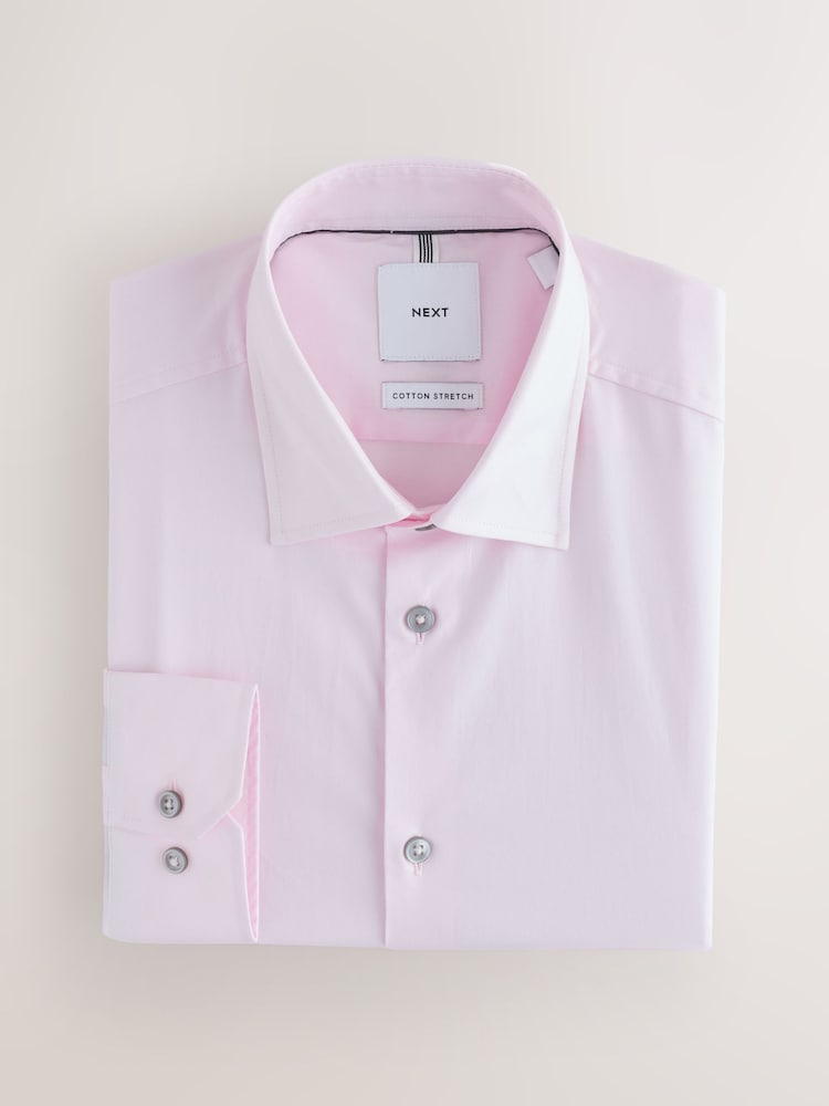 Light Pink Slim Fit Cotton Stretch Long Sleeve Formal Shirt - Image 1 of 3