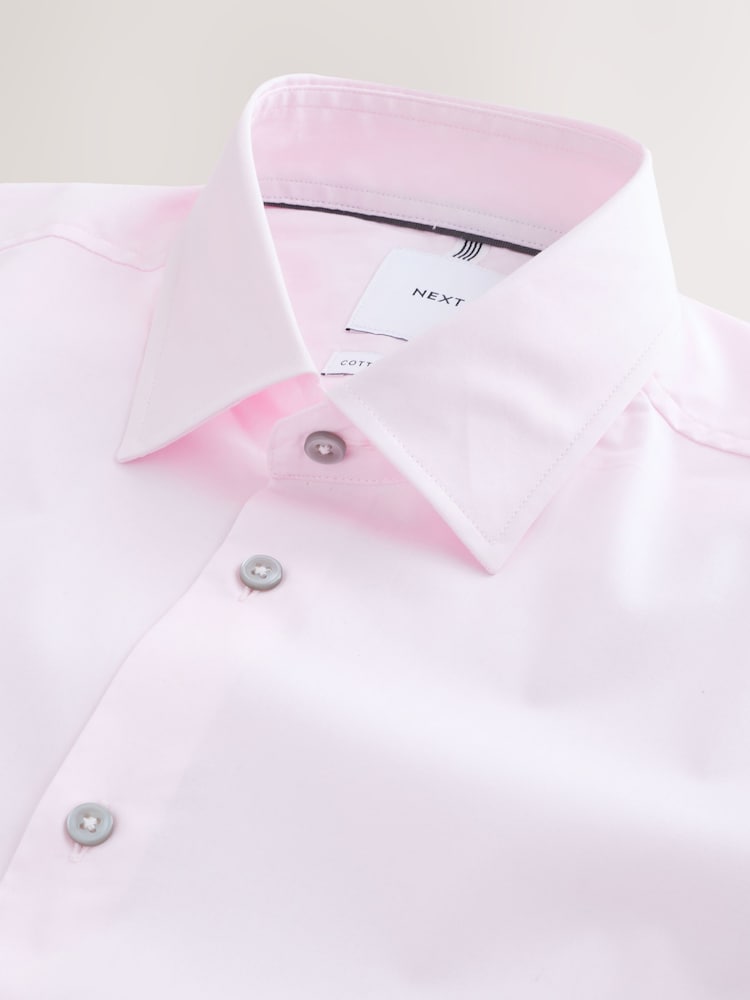 Light Pink Slim Fit Cotton Stretch Long Sleeve Formal Shirt - Image 2 of 3