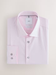 Light Pink Slim Fit Cotton Stretch Long Sleeve Formal Shirt - Image 5 of 7