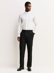 White Skinny Fit Cotton Rich Textured Easy Care Smart Shirt - Image 2 of 7