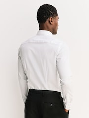 White Skinny Fit Cotton Rich Textured Easy Care Smart Shirt - Image 4 of 7