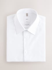 White Skinny Fit Cotton Rich Textured Easy Care Smart Shirt - Image 5 of 7