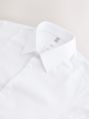 White Skinny Fit Cotton Rich Textured Easy Care Smart Shirt - Image 6 of 7