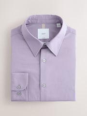 Lilac Purple Slim Fit Cotton Rich Textured Easy Care Smart Shirt - Image 1 of 3