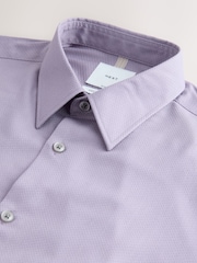 Lilac Purple Slim Fit Cotton Rich Textured Easy Care Smart Shirt - Image 2 of 3