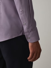 丁香紫 - 修身剪裁 - Cotton Rich Textured Easy Care Smart Shirt - 圖片 5/8