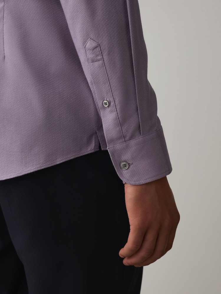 slim fit purple dress shirt Tayion Collection Purple Trim Solid Dress Shirt