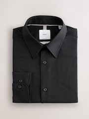 Black Regular Fit Cotton Rich Textured Easy Care Smart Shirt - Image 1 of 3