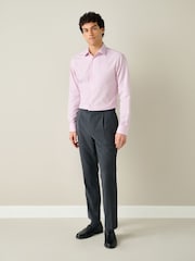 Light Pink Gingham Slim Fit Cotton Rich Long Sleeve Formal Shirt - Image 2 of 8