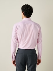 Light Pink Gingham Slim Fit Cotton Rich Long Sleeve Formal Shirt - Image 4 of 8