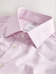 Light Pink Gingham Slim Fit Cotton Rich Long Sleeve Formal Shirt - Image 7 of 8