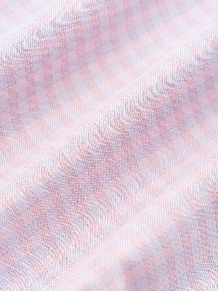 Light Pink Gingham Slim Fit Cotton Rich Long Sleeve Formal Shirt - Image 8 of 8