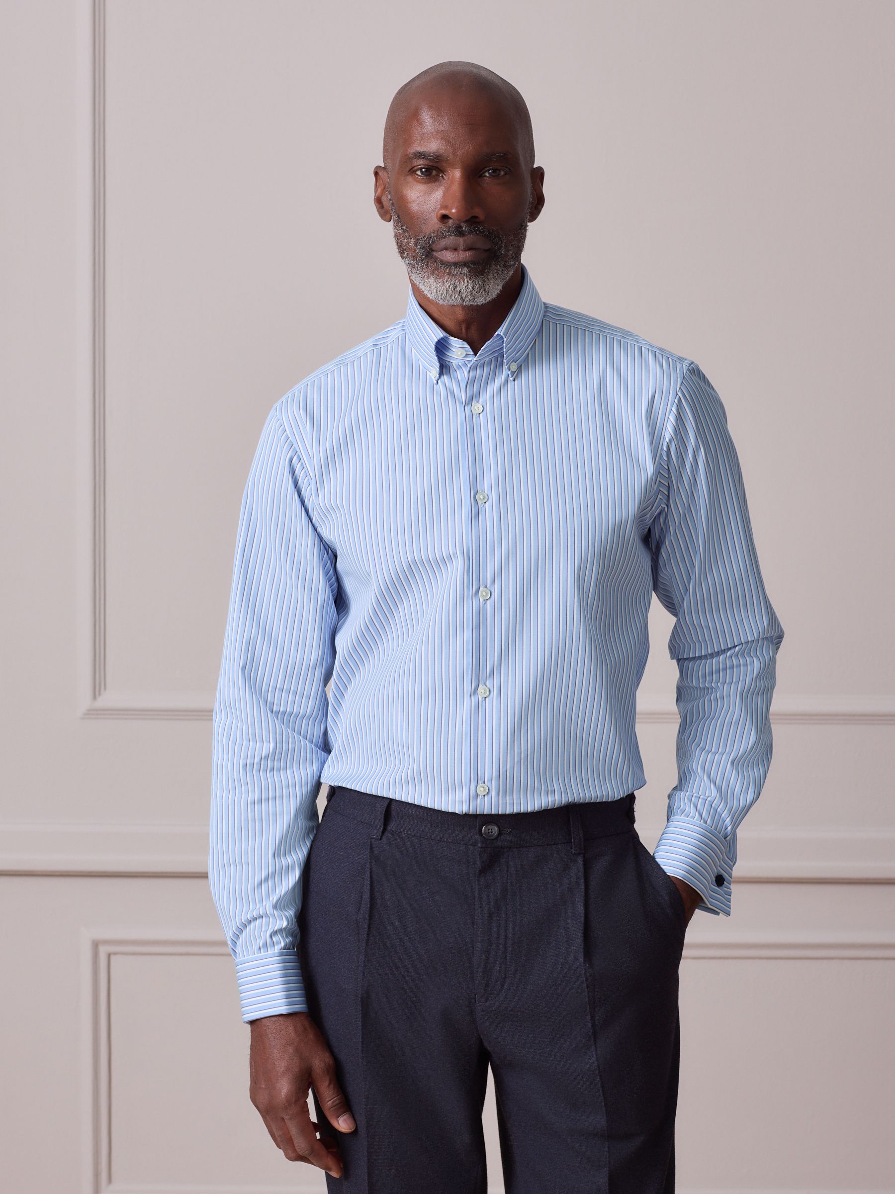 トップス sh Buy синій/фіолетовий у смужку - Signature Cotton Smart Shirt з