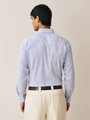 بحریہ کی پٹی - کاٹن اسٹریچ لمبی بازو کی فارمل شرٹ - تصویر 3 از 5