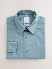 鴛鴦藍 - 修身剪裁 - Cotton Rich Textured Easy Care Smart Shirt - 圖片 6/8