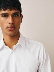 White Regular Fit Cotton Rich Textured Easy Care Smart Shirt - Image 5 of 9