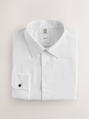 White Regular Fit Cotton Rich Textured Easy Care Smart Shirt - Image 7 of 9
