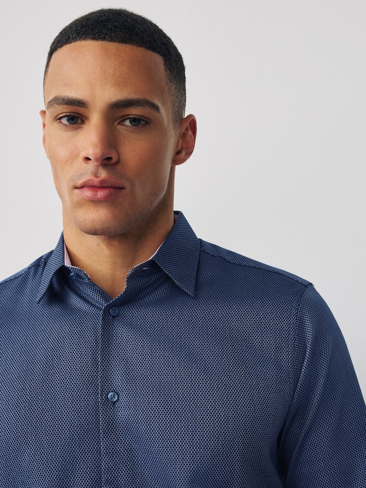 نیلم نیلا - باقاعدہ فٹ - Cotton Textured Slim Fit Long Sleeve Formal Shirt With Trim - تصویر 1 از 9