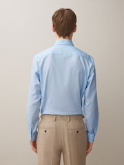 Light Blue/Green Geo Slim Fit Cotton Shirt and Tie Set - Image 4 of 8