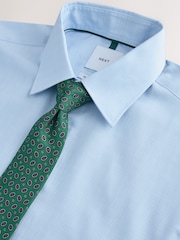 Light Blue/Green Geo Slim Fit Cotton Shirt and Tie Set - Image 7 of 8