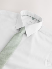 White/Sage Green Slim Fit Shirt, Tie, Pocket Square and Cufflink Occassion Set - Image 6 of 7