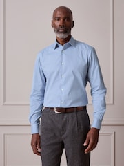 蓝色 方格棉布 - 100% 纯棉签名衬衫 - 10的图像1｝