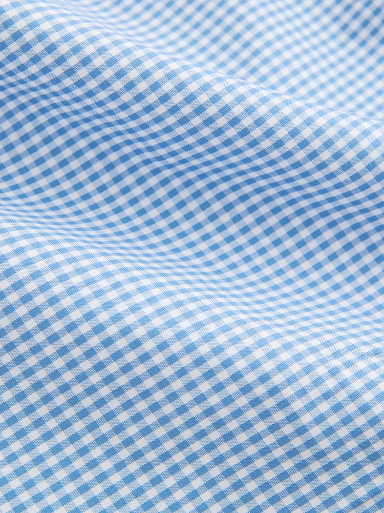 蓝色 方格棉布 - 100% 纯棉签名衬衫 - 10的图像10｝