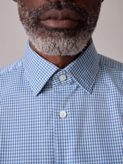 蓝色 方格棉布 - 100% 纯棉签名衬衫 - 10的图像6｝