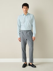 Light Green Gingham Slim Fit Cotton Rich Long Sleeve Formal Shirt - Image 4 of 8