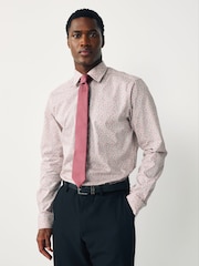 Pink Ditsy/Damson Regular Fit Cotton Floral Printed Shirt Tie and Tie Clip Set - Image 1 of 9
