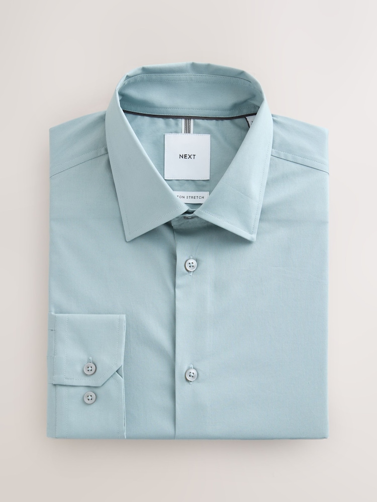 Seafoam Green Slim Fit Cotton Stretch Long Sleeve Formal Shirt - Image 1 of 3