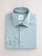 Seafoam Green Slim Fit Cotton Stretch Long Sleeve Formal Shirt - Image 6 of 8