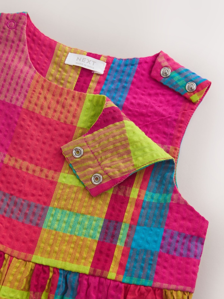 Orange/Pink Check Sleeveless Playsuit (3mths-7yrs) - Image 7 of 7