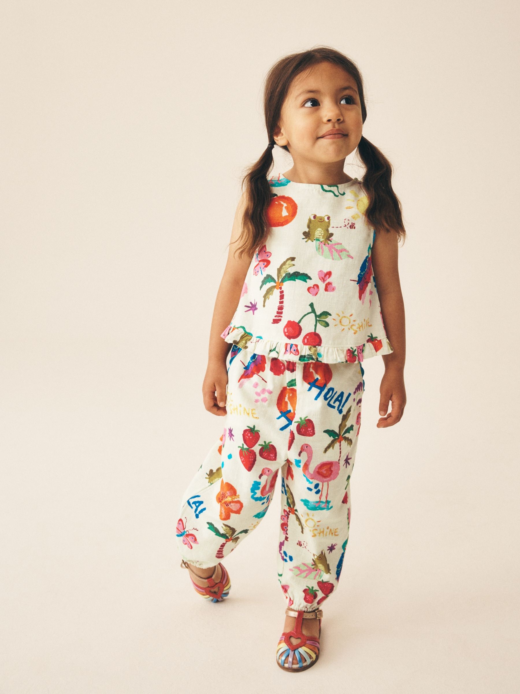 Buy Bright Summer Tropical Print Top & Cuffed Trousers Set (3mths
