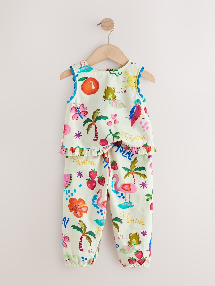 طبعة استوائية صيفية زاهية - طقم من رداء عُلوي وبنطلون بحاشية (3 أشهر - 7 سنوات) - Image 2 of 5