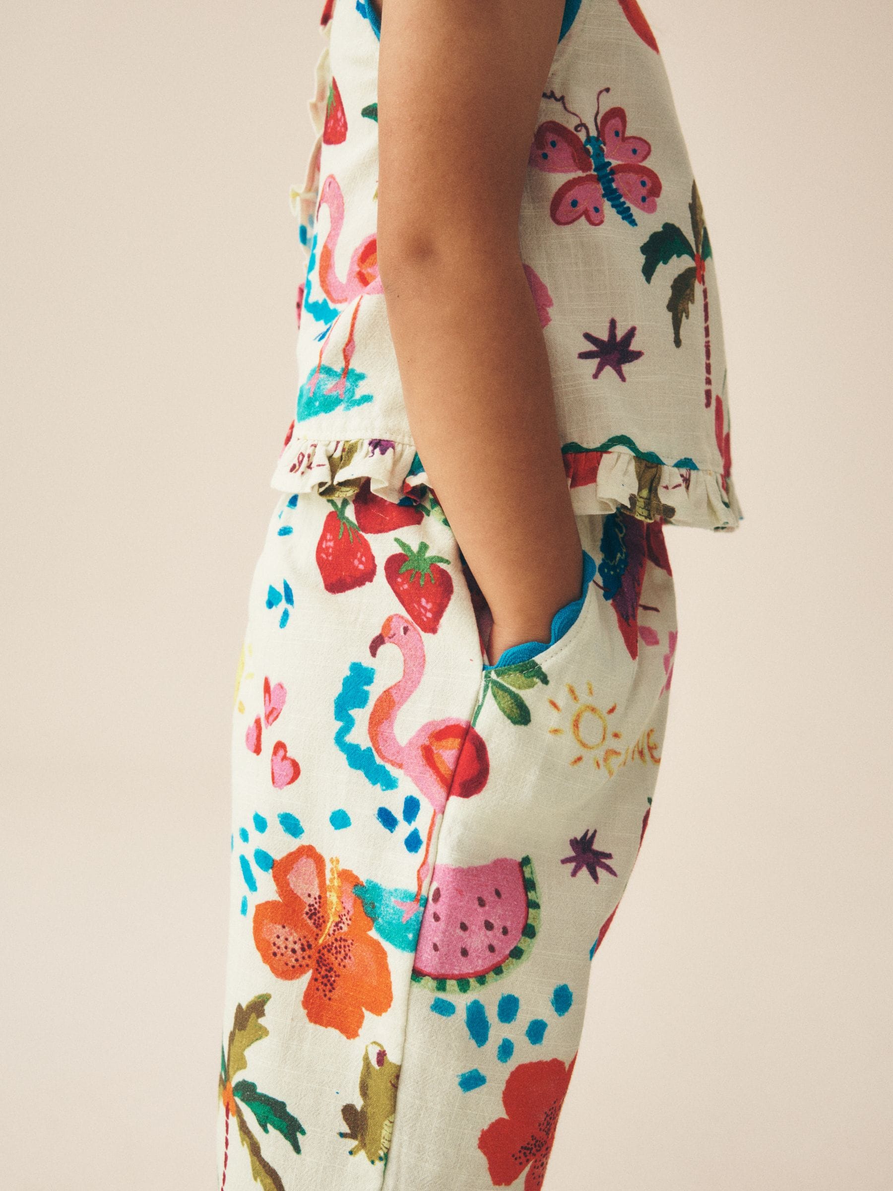 Buy Bright Summer Tropical Print Top & Cuffed Trousers Set (3mths