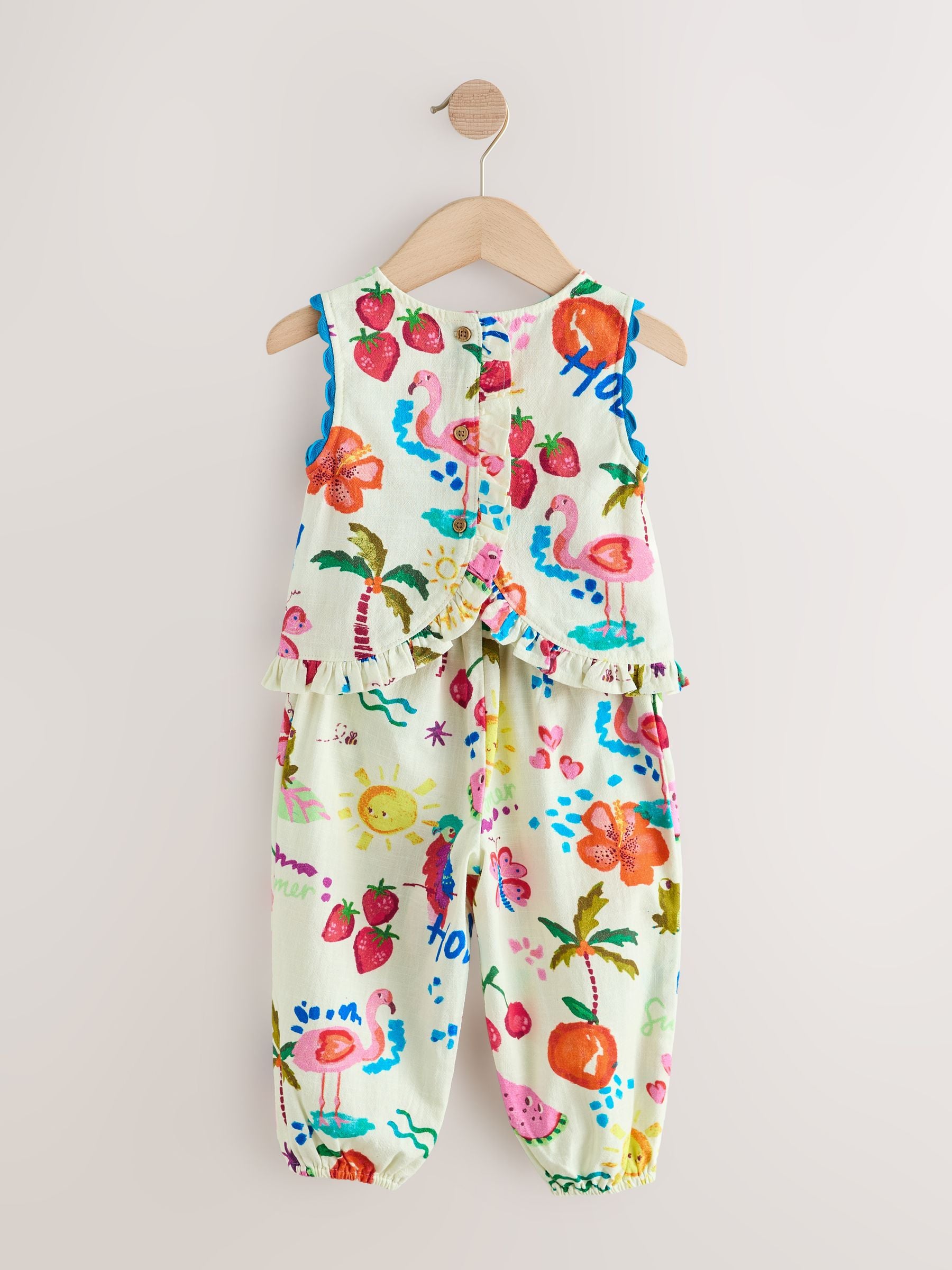 Buy Bright Summer Tropical Print Top & Cuffed Trousers Set (3mths