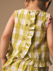 أخضر زيتوني مربعات - طقم من رداء عُلوي وبنطلون بحاشية (3 أشهر - 7 سنوات) - Image 4 of 4