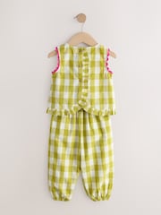 Olive Green Gingham Top & Cuffed Trousers Set (3mths-7yrs) - Image 6 of 9
