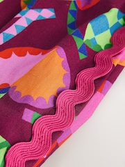 Purple/ Berry Red Printed Strappy Jumpsuit (3mths-7yrs) - Image 3 of 4