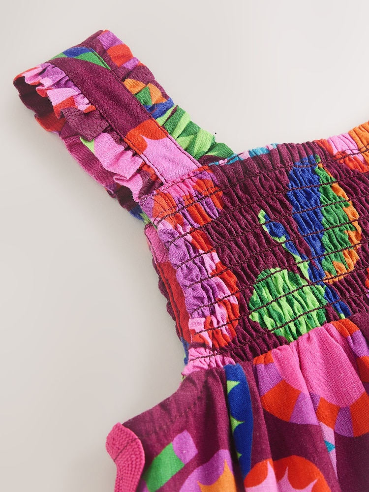 Purple/ Berry Red Printed Strappy Jumpsuit (3mths-7yrs) - Image 4 of 4