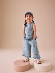 Fruit Embroidered - Denim Top & Trousers Set (3mths-7yrs) - Image 1 of 9