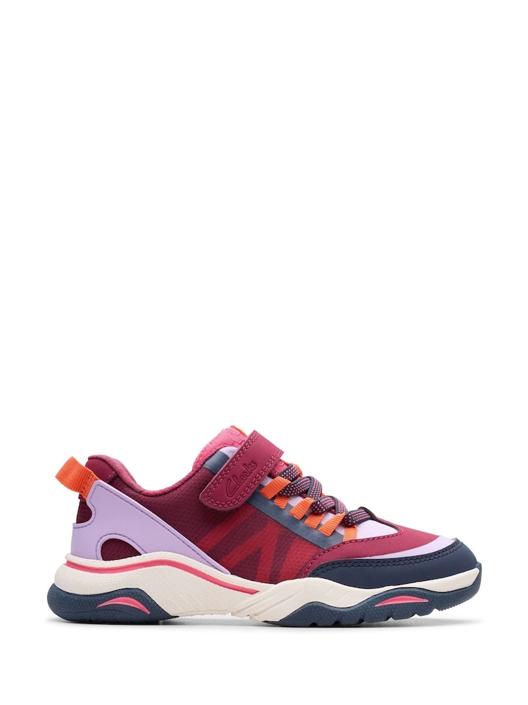Clarks Red Feather Track Kids Trainers - Image 1 of 6