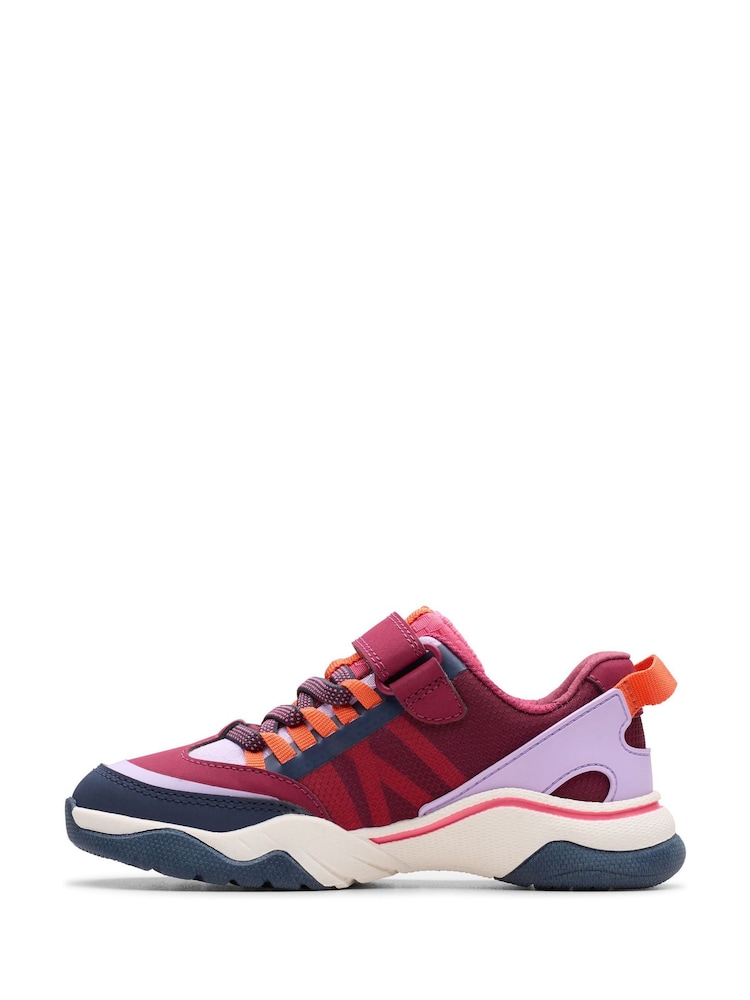 Clarks Red Feather Track Kids Trainers - Image 2 of 6