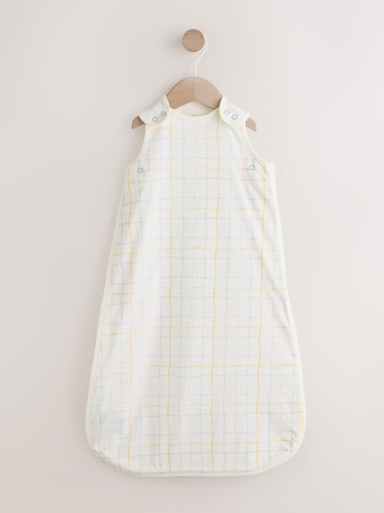 Neutral Pastel Grid 0.5 Tog Sleeveless Baby Sleep Bag - Image 1 of 6