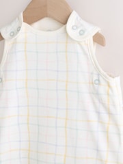 Neutral Pastel Grid 0.5 Tog Sleeveless Baby Sleep Bag - Image 3 of 6