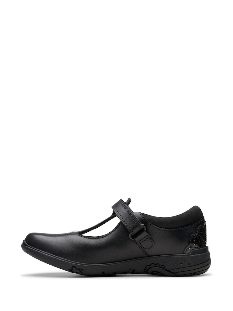 Clarks Black Relda Gem Kids Shoes - Image 2 of 8