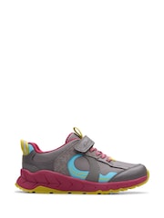 Clarks Grey Selva Hero Kids Shoes - Image 1 of 6