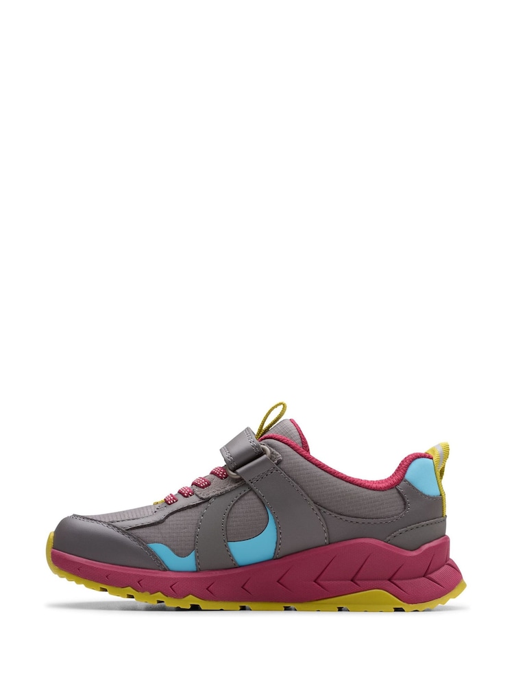 Clarks Grey Selva Hero Kids Shoes - Image 2 of 6