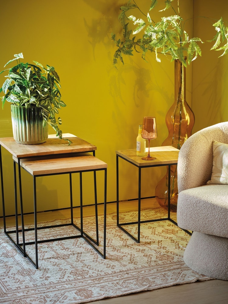 Outdoor Living Set of 3 Mangowood Side Tables - Image 1 of 3 Outdoor Living Set of 3 Mangowood Side Tables - Image 1 of 3